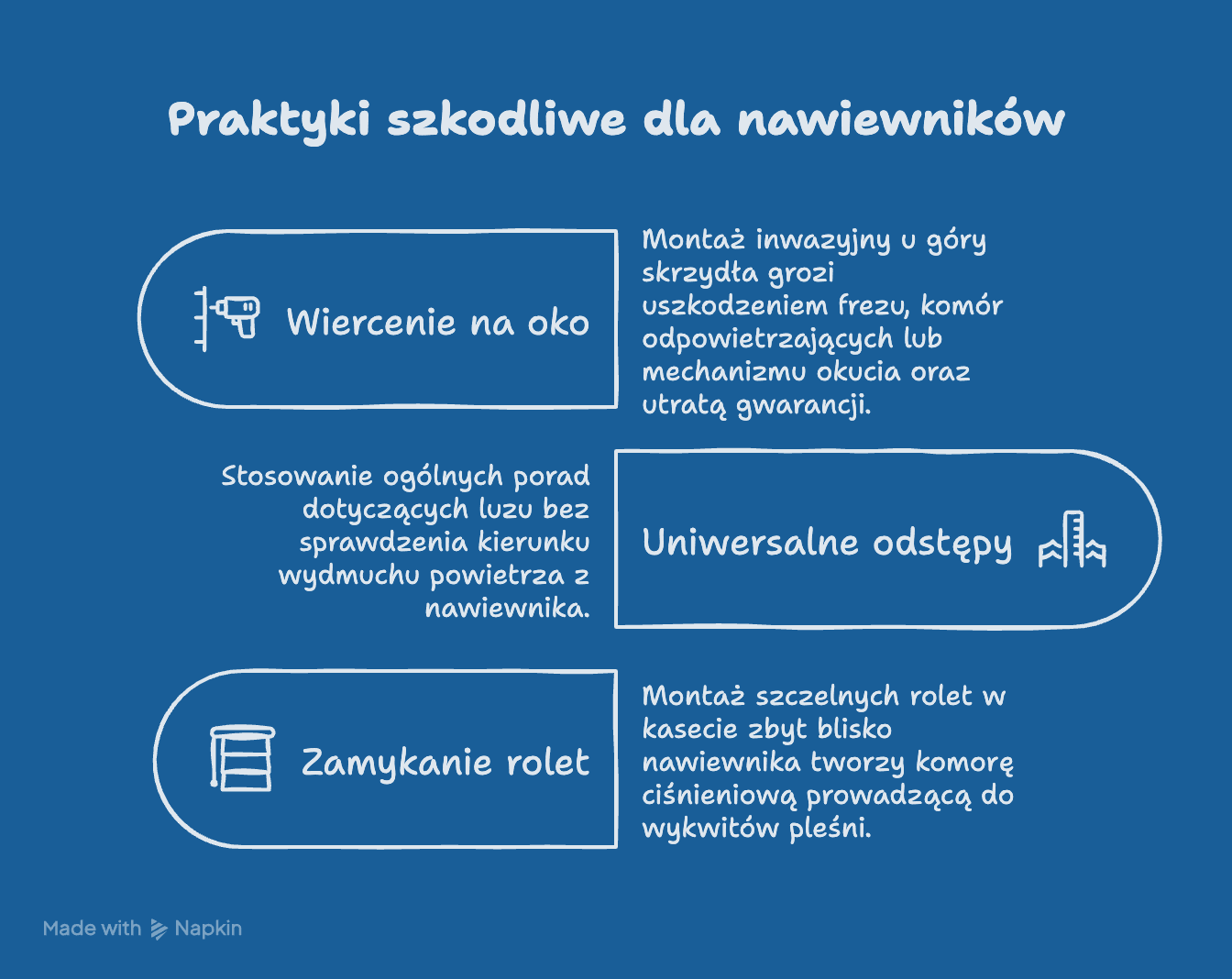 Montaż rolet szkodliwy dla nawiewników na oknach